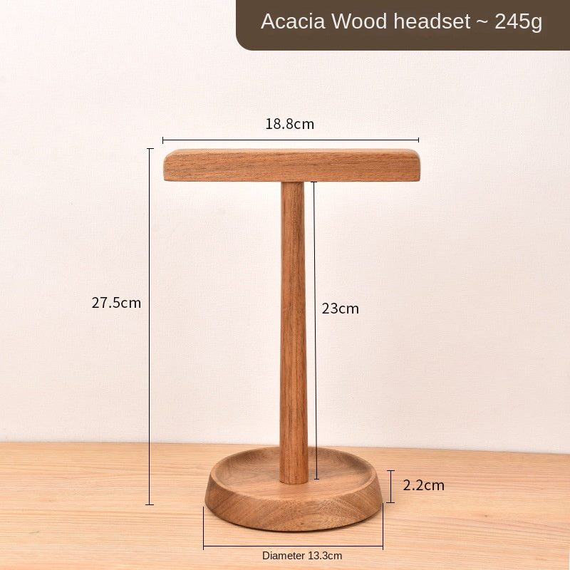 Walnut Wooden Headphone Stand - Real Wood Headphone Holder Display Rack
