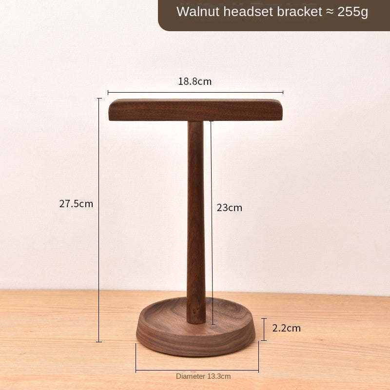 Walnut Wooden Headphone Stand - Real Wood Headphone Holder Display Rack