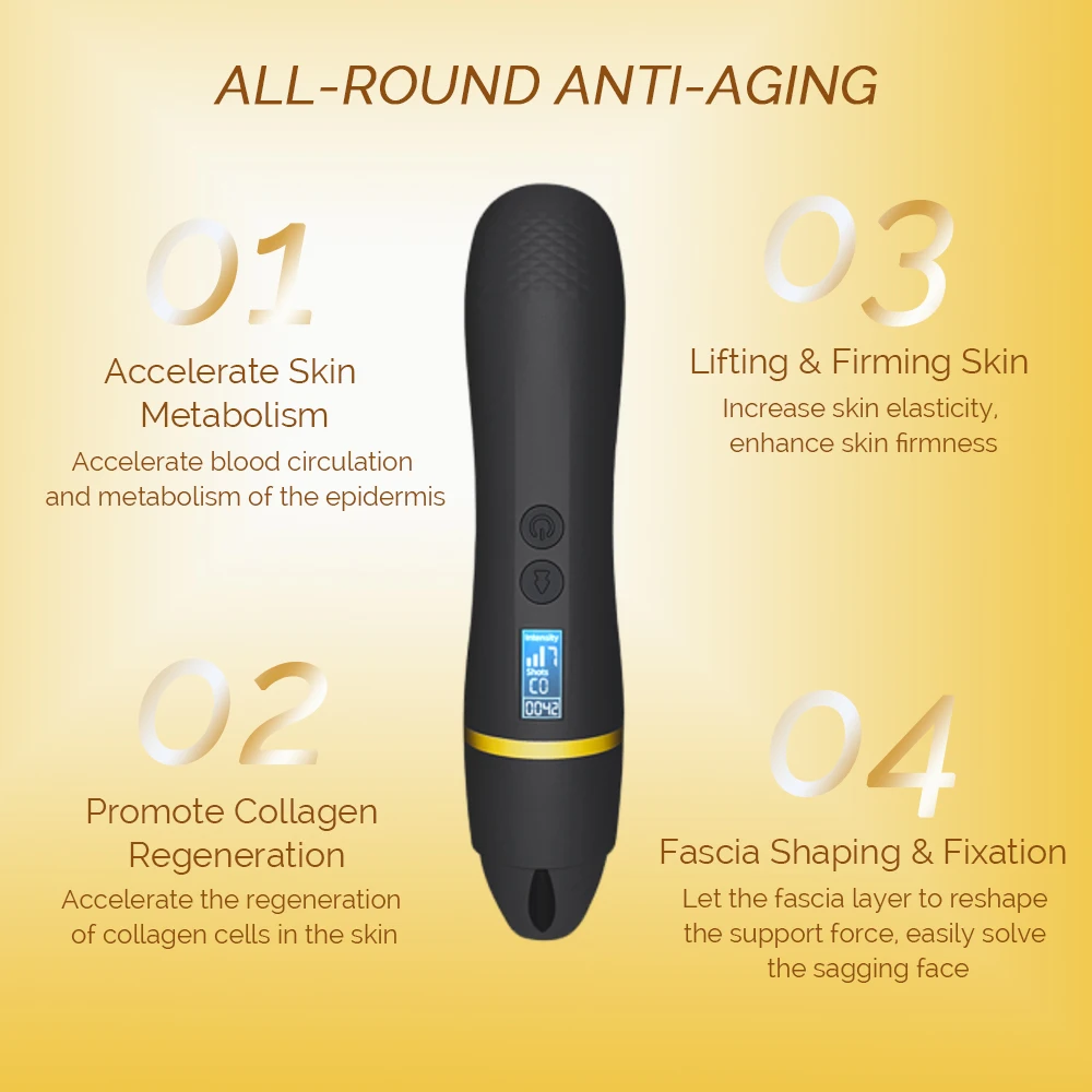 Home ultrasonic cannon beauty device black gold cannon creates facial line import and fading machine