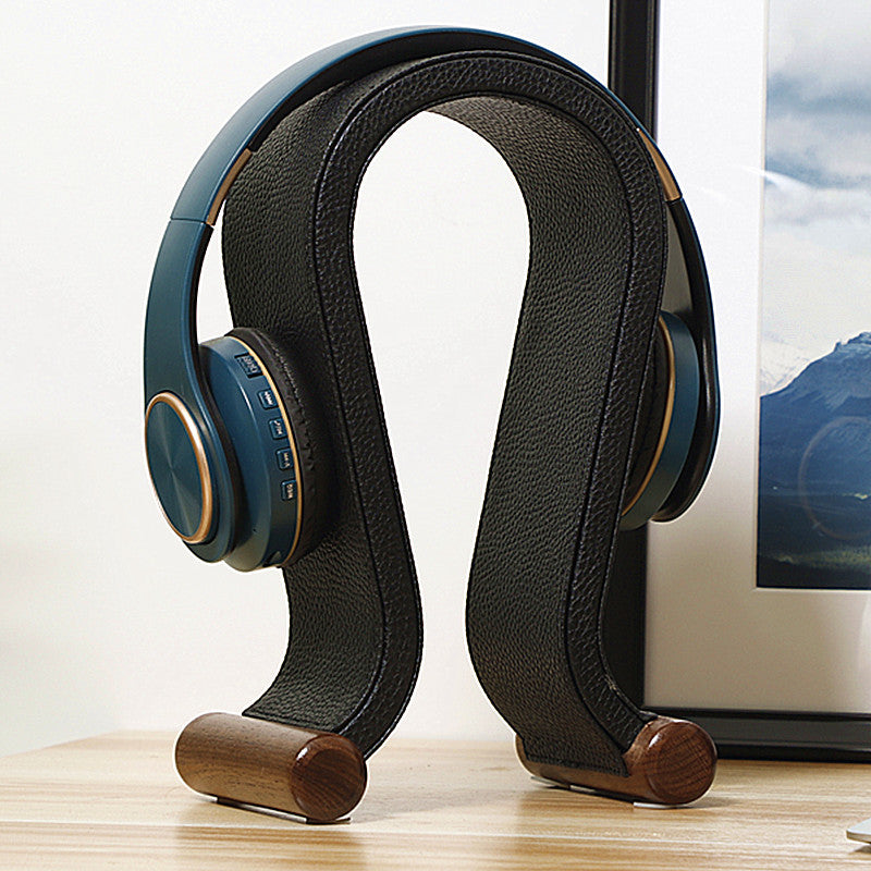 A-line Art Bluetooth Earphone Stand, Walnut Wood U-shaped Headphone Holder, Leather Headphone Rack, Display Stand, Hanging Rack, Decorative Ornament