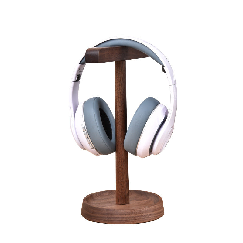 Walnut Wooden Headphone Stand - Real Wood Headphone Holder Display Rack