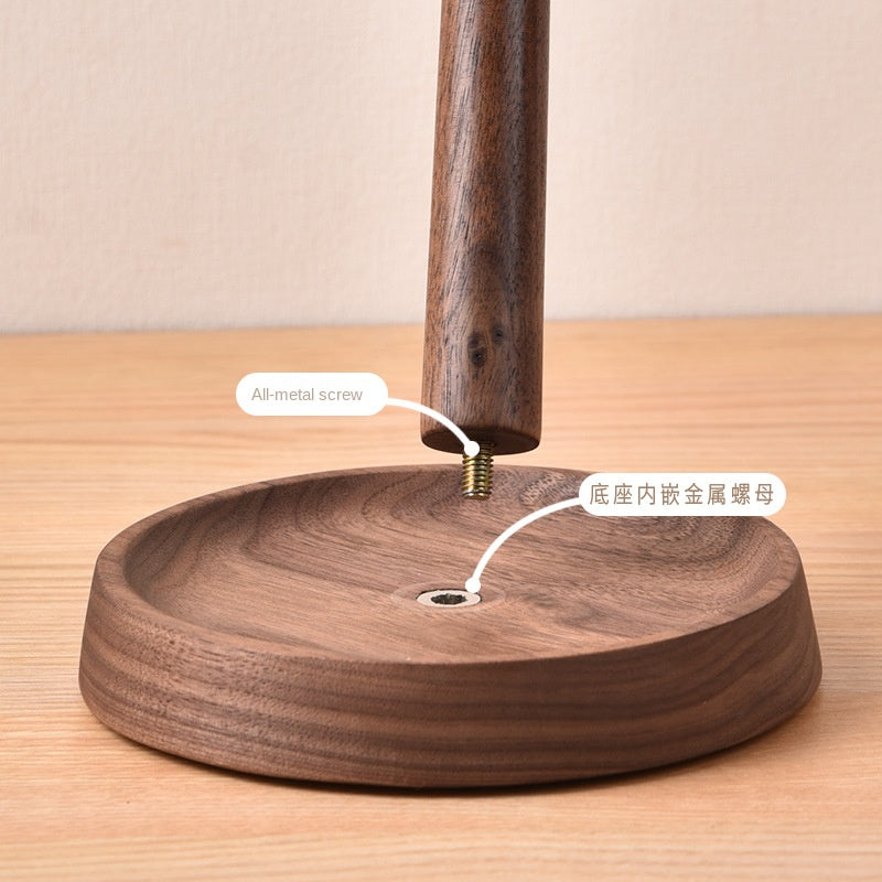 Walnut Wooden Headphone Stand - Real Wood Headphone Holder Display Rack